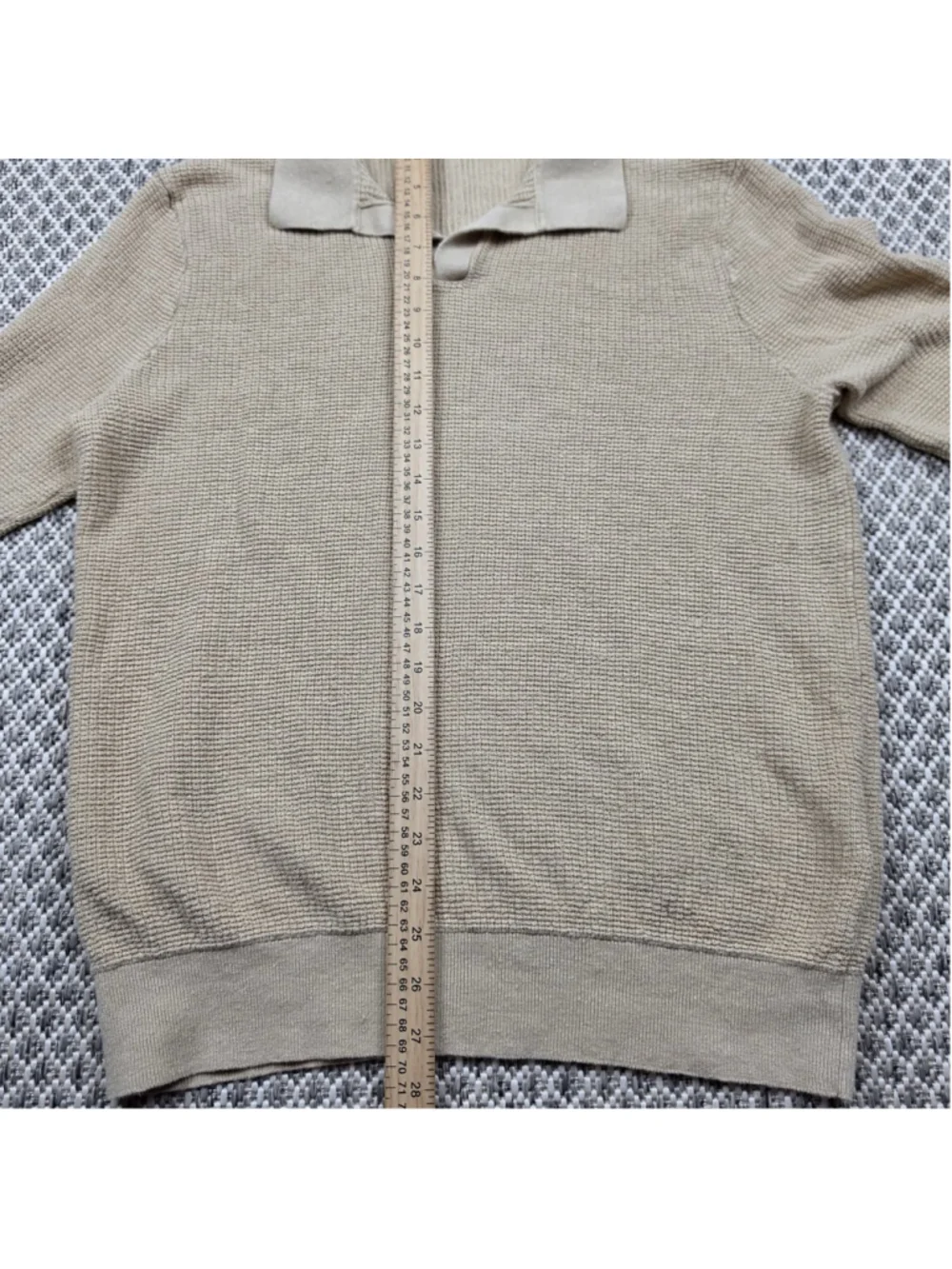Polo Ralph Lauren Men’s XL 100% Linen Waffle Knit Open Collar Sweater Beige